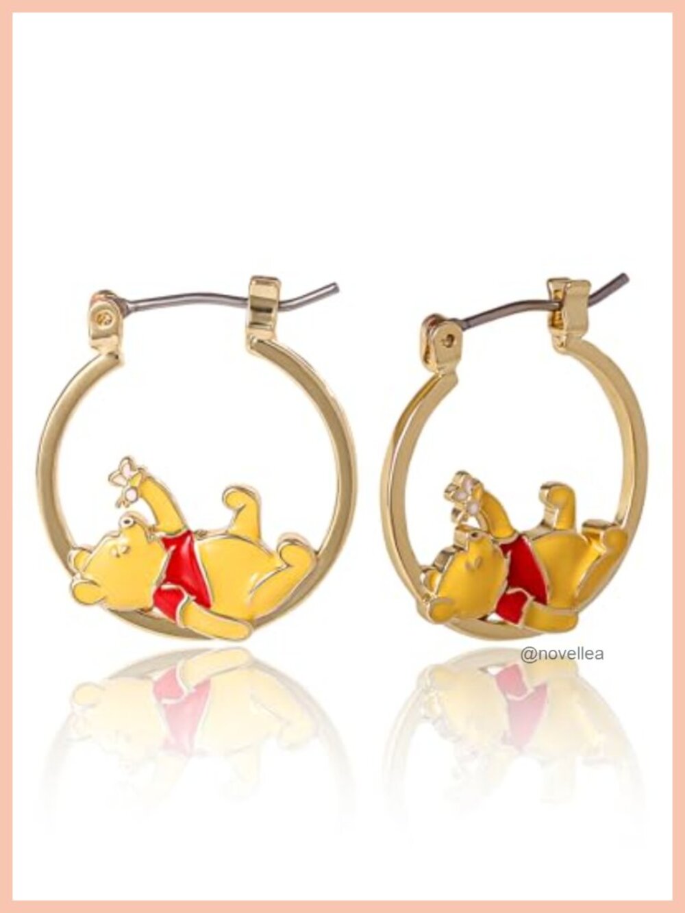Disney Piglet & Winnie the Pooh Enamel Hoop Earrings Lever Back